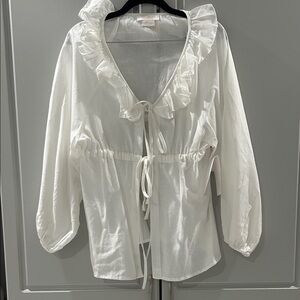 Elegant White Ruffled Blouse